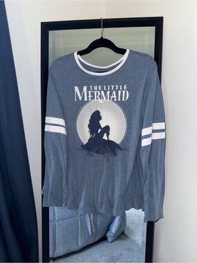Disney Store The Little Mermaid Ariel Long Sleeve Varsity Shirt 2XL Blue